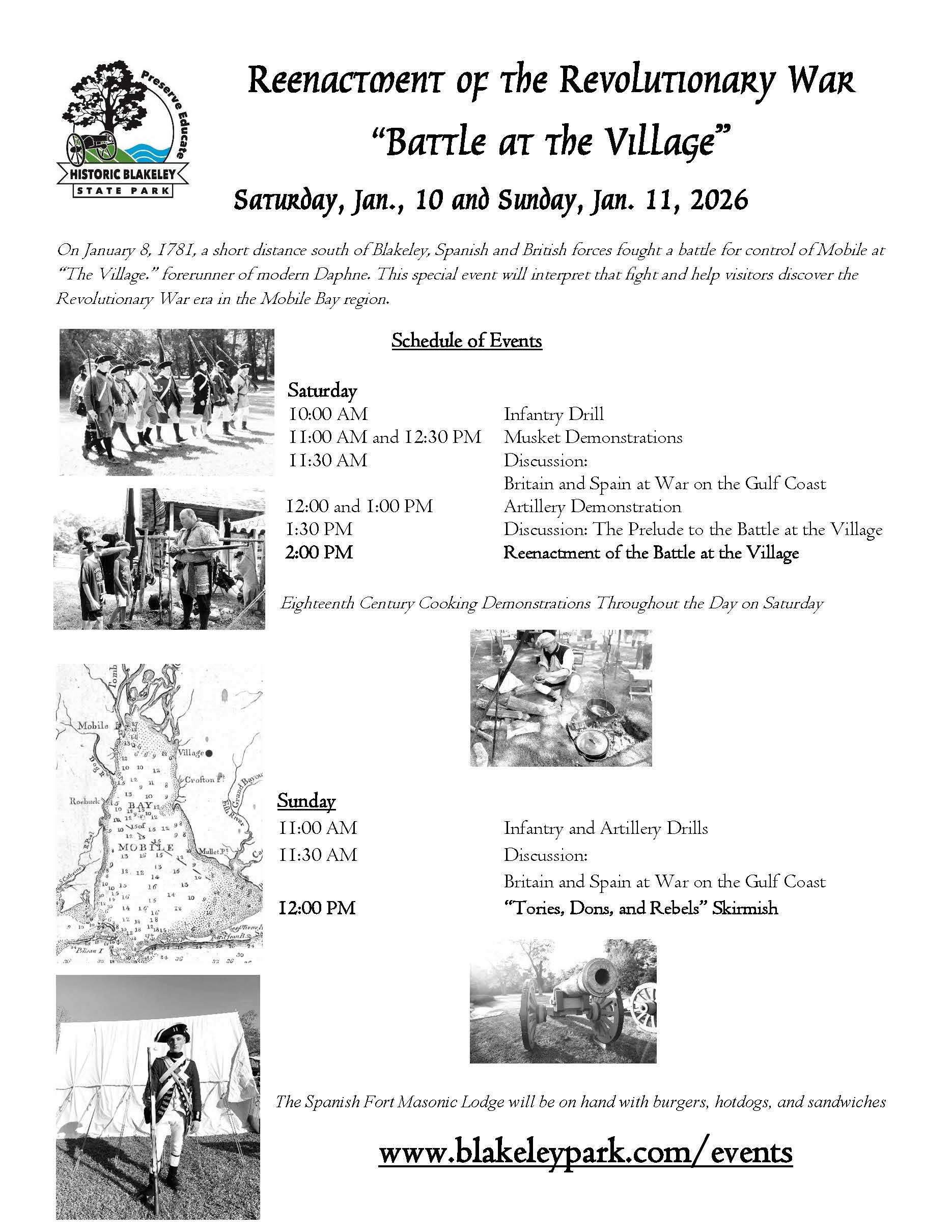 Blakeley Park Revolutionary War Reenactment flyer